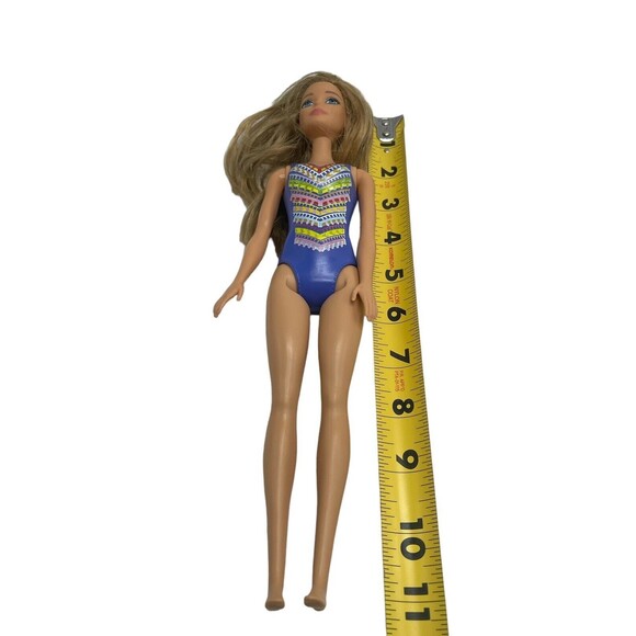 Barbie WATER PLAY BEACH BARBIE Doll FJD97 Blue Print Swimsuit Mattel - Picture 14 of 14